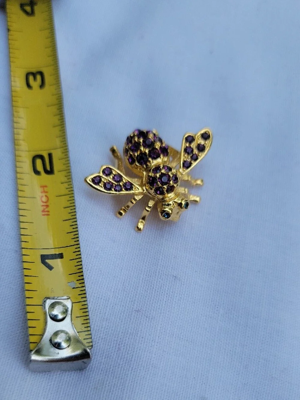 Vintage Joan Rivers Gold Bee Brooch with Purple/Amethyst Stones
